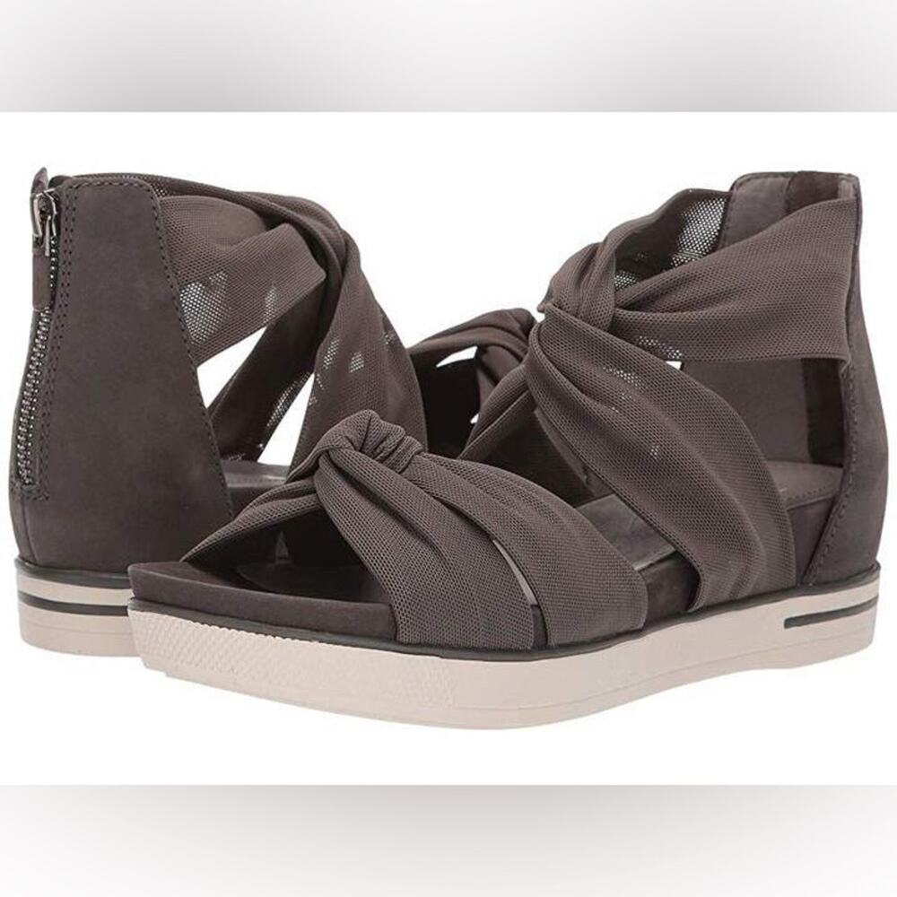 Eileen Fisher Zanya Grey Mesh Strappy Platform Sandals Size 10